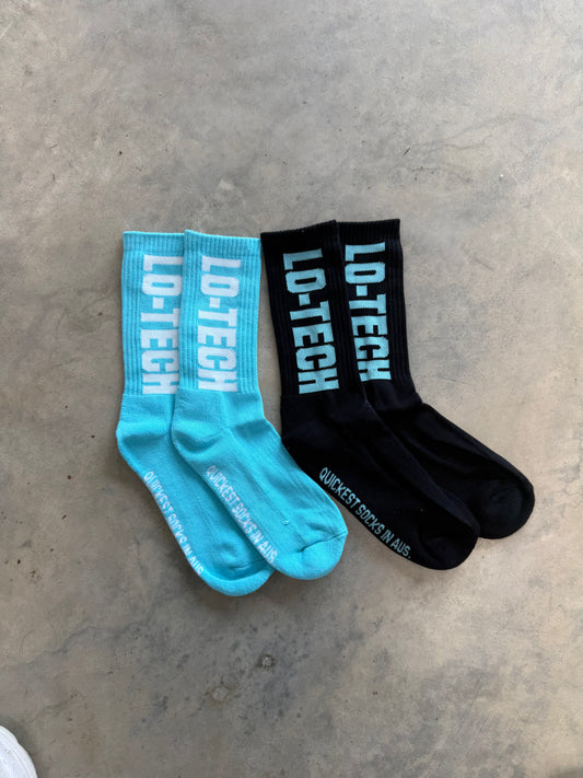 Lo-Tech OG logo (Cotton candy blue, black with cotton candy blue)