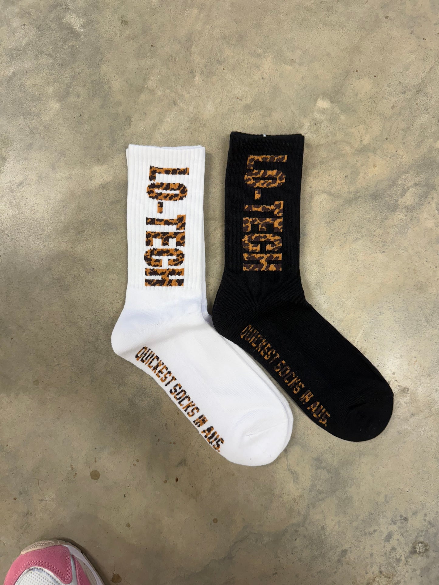 LEOPARD SOCKS  (Black/white) Two pack