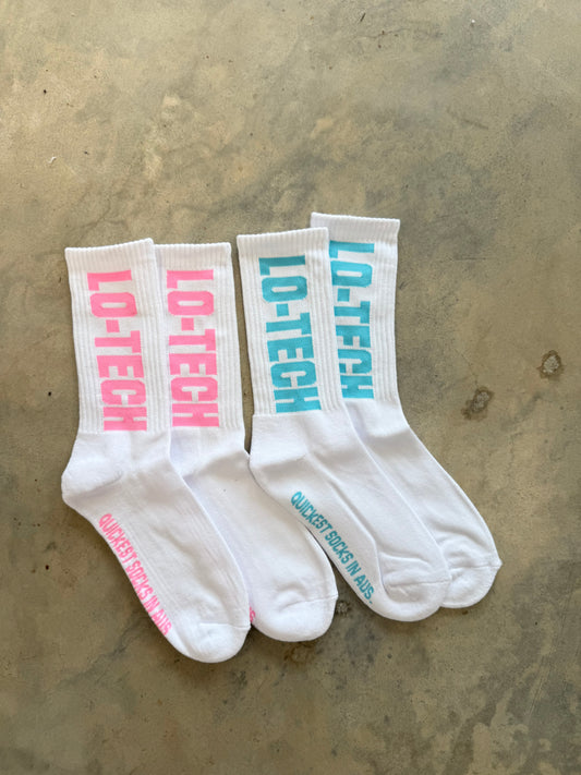 Lo-Tech OG logo (His and hers, baby white/baby pink, baby white/baby blue)