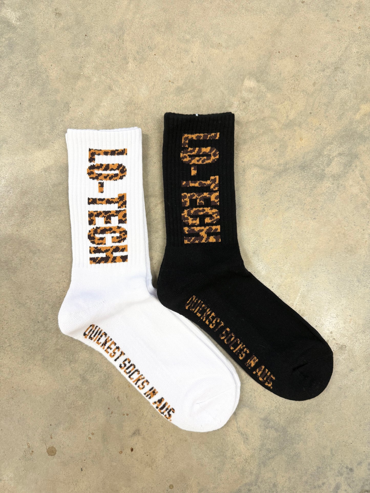 LEOPARD SOCKS  (Black/white) Two pack
